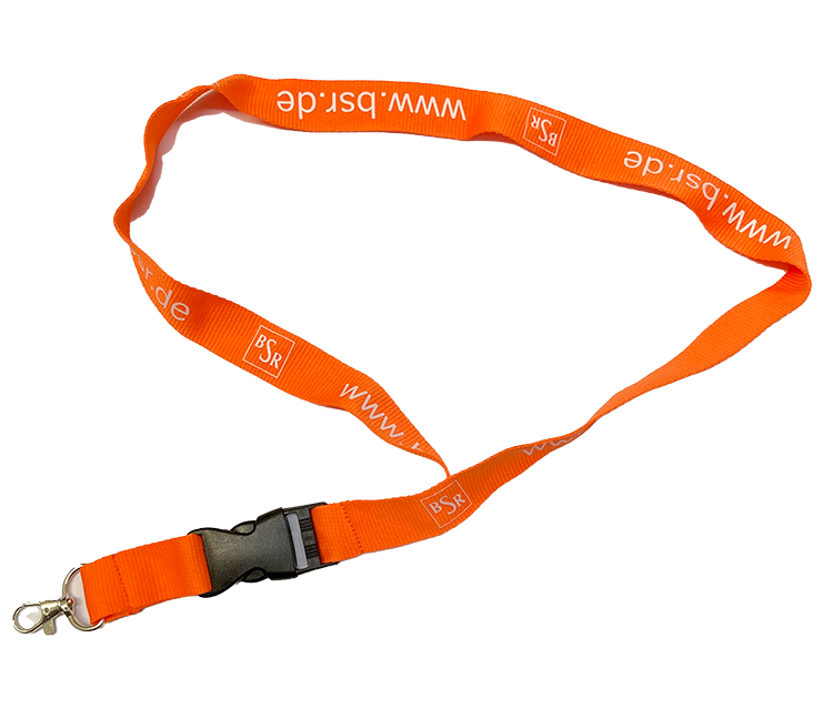 Schlüsselband, orange, weißer www.bsr.de-Aufdruck