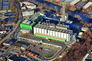 Das BSR-Müllheizkraftwerk in Berlin-Ruhleben aus der Luft.