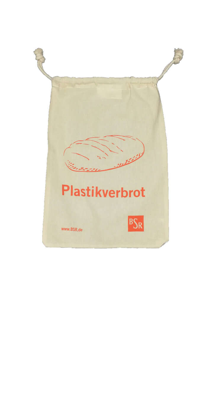 Leinenbeutel mit Aufdruck Plastikverbrot