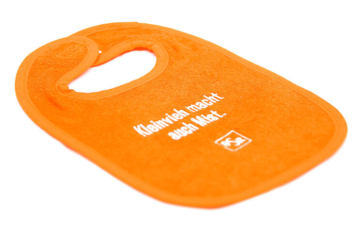 BSR Baby-Lätzchen in orange mit Aufdruck 