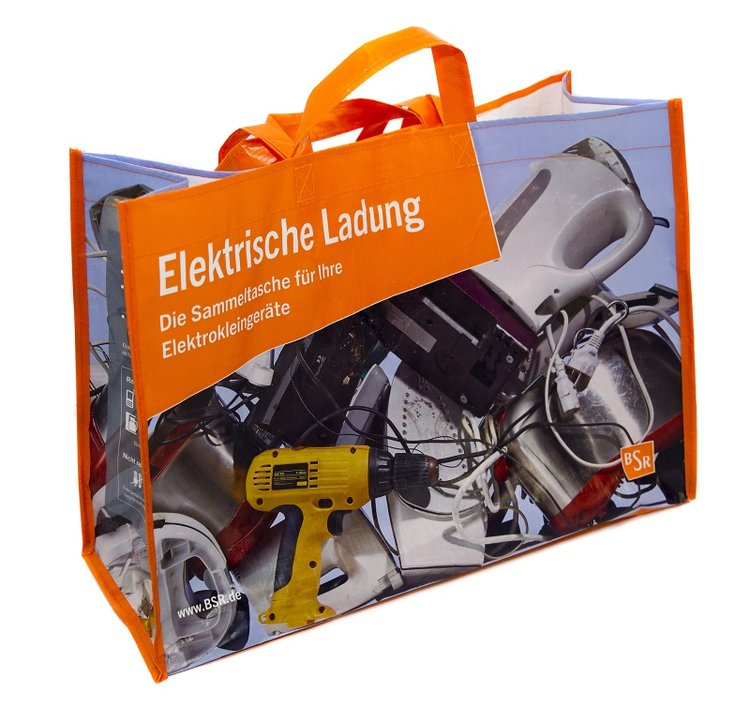 Sammeltasche für Elektrokleingeräte aus recyclebaren Material