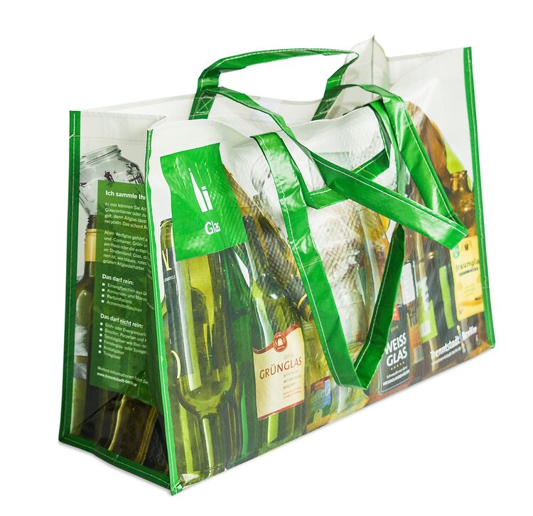 Sammeltasche für Glas aus recyclebaren Material