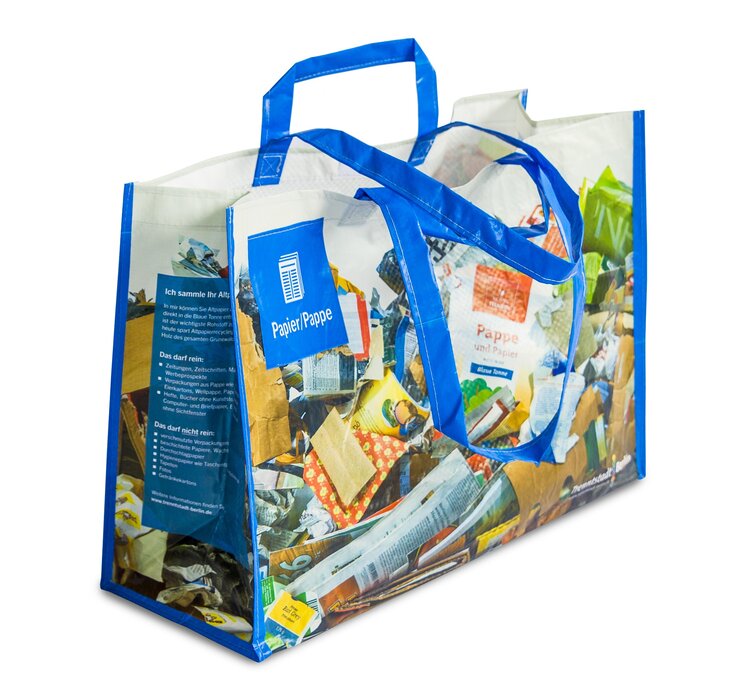 Sammeltasche für Papier aus recyclebaren Material