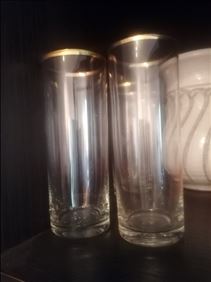 Abbildung: 6 Gläser Longdrink mit goldrand alt DDR Zeiten 