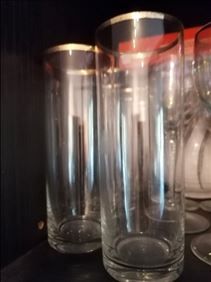 Abbildung: 6 DDR Longdrinkgläser mit goldrand 