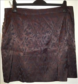 Abbildung: Rock braun Gr. 46 elegant schwarzes Blättermotiv 