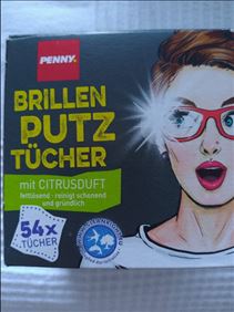 Abbildung: Brillenputztücher, angebrochene Verpackung