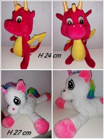 Abbildung: Einhorn, Teufel Kuscheltier 2 Teile guten Zustand 