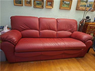 Abbildung: Rotes Schlafsofa echt Leder