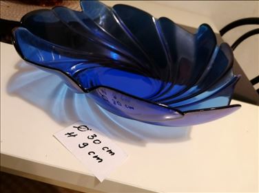 Abbildung: Alte große vintag DDR Glasschale blau