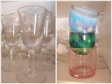 Abbildung: 3 likörgläser, 3 Teelichtgläser guter Zustand 