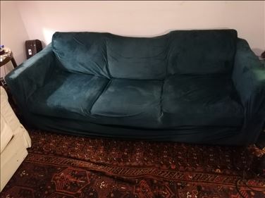 Abbildung: Sofa Dunkel Grün Samt velour Rot 3 sitzer