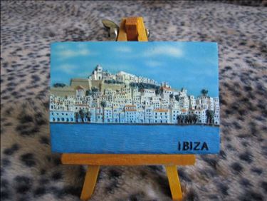 Abbildung: kl. Ibiza-Bild, gemalt auf Holzstaffel, 
