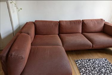 Abbildung: Rost/Rot Eckcouch L-Form Stoffsofa gemütlich