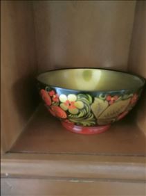 Abbildung: Vintage Khokhloma Schale - handbemalte 