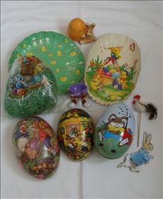 Abbildung: Ostern Deko Eier Pappteller Gras Magnet Becher Stecker