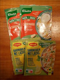 Abbildung: KNORR-Pastasauce+MAGGI-Fix für Fischgerichte, MHD bis Herbst