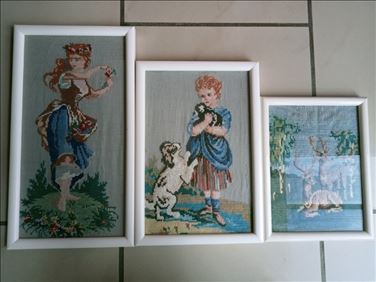 Abbildung: 3x Bild (Kreuzstich): 33x18,27x19,22x17cm