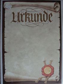 Abbildung: Neutrale Urkunde im Format A4 mit weißem Kuvert