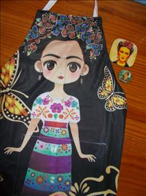Abbildung: Für Frida-Kahlo-Fans: Set Schürze + 2 Magnete (unbenutzt)