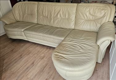 Abbildung: Sofa Couch beige Echtleder
