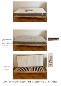 Abbildung: Einzelbett (Kiefernholz, von Ikea) 90x200cm mit Matratze