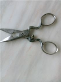 Abbildung: Antike Solingen Knopfloch Schere Eugen Haering Markiert Rust