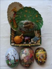 Abbildung: Ostern Deko Eier Pappteller Gras Magnet Becher Stecker