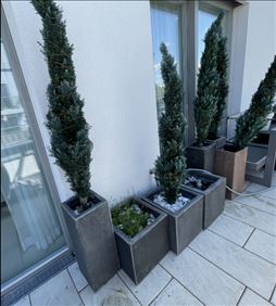 Abbildung: Terrassenpflanzenkübel mit Kunstbäumchen