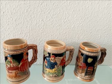 Abbildung: Set:3x Vintage Keramik Bierkrug (0,450 L)