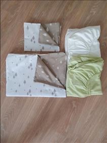 Abbildung: Kinder-Wendebettwäsche, weiß/taupe, 2 Spannbettlaken,100x135