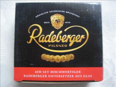 Abbildung: 4 hochwertg. Radeberger-Glasuntersetzer,unbenutzt