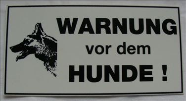 Abbildung: Schild - Warnung vor dem Hunde! - aus Kunststoff