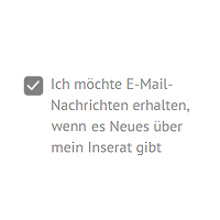 Visualisierung: Der Checkbox 'Ich möchte E-Mail-Nachrichten erhalten, wenn es Neues über mein Inserat gibt'